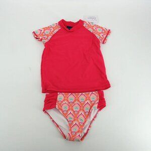 Girls Cabana Life UPF 50+ Pink Rash Guard & Printed Bikini Set Size 4 NWT $40